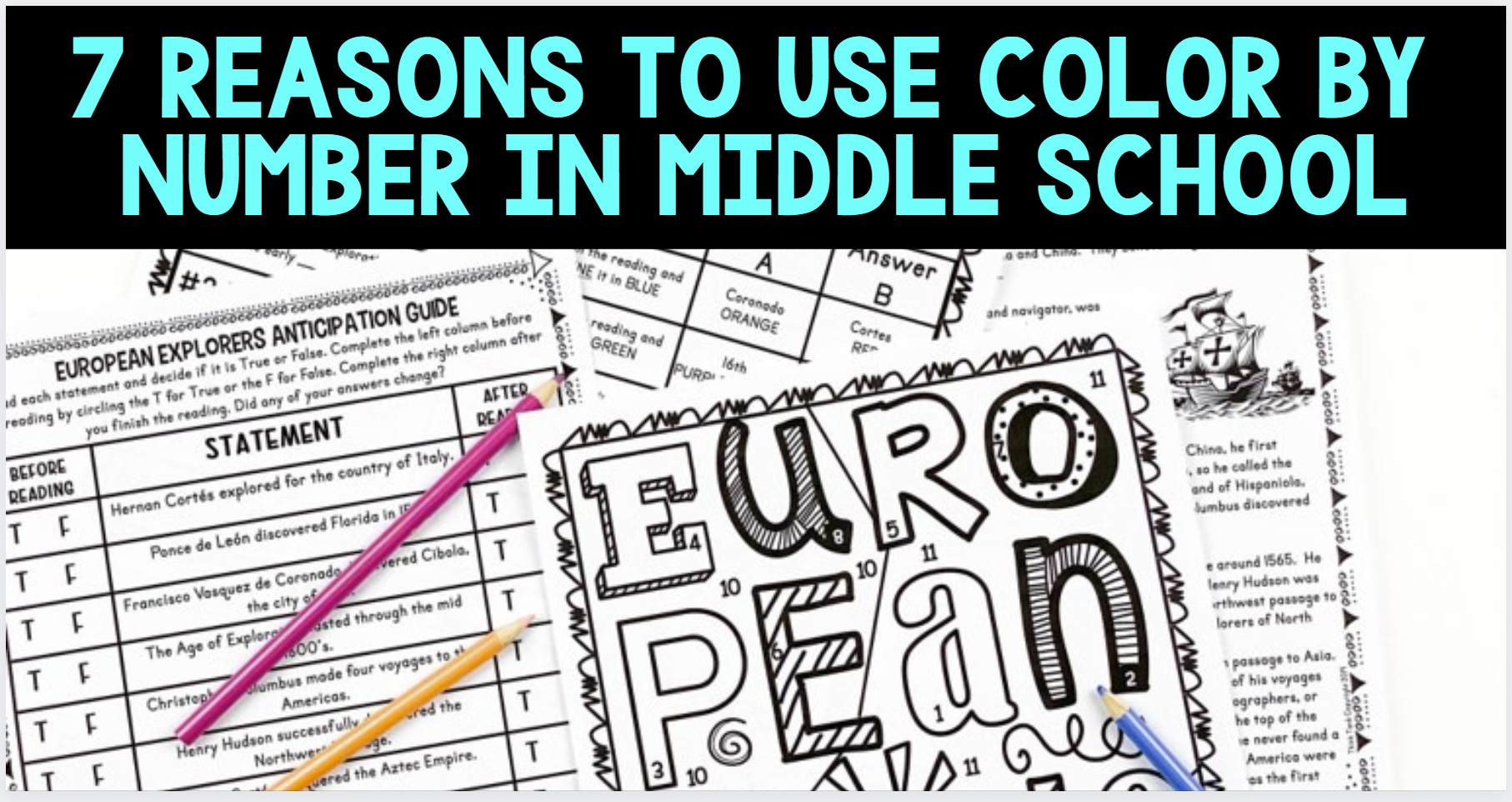 7 reasons to use color by number in middles school blog cover
