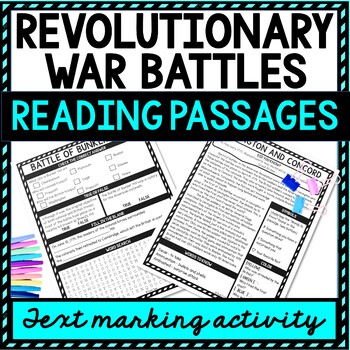 Revolutionary War Battles Reading Passages, Questions and Text Marking picture