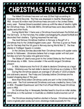 Christmas Fun Facts DIGITAL Reading Passage & Questions
