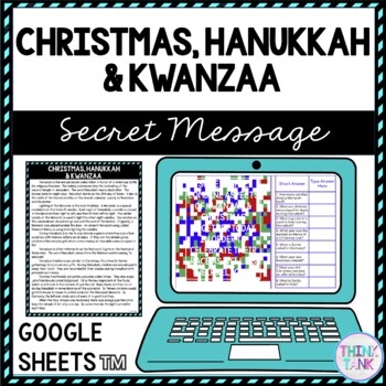Christmas, Hanukkah and Kwanzaa Secret Message Activity for Google Sheets™