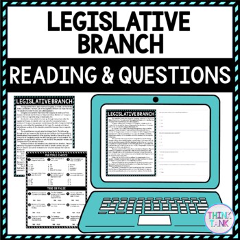 Legislative Branch DIGITAL Reading Passage and Questions - Self Grading