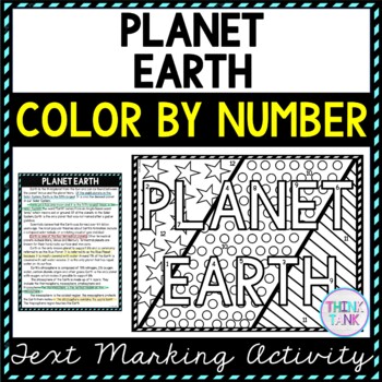 Planet Earth Color by Number, Reading Passage and Text Marking