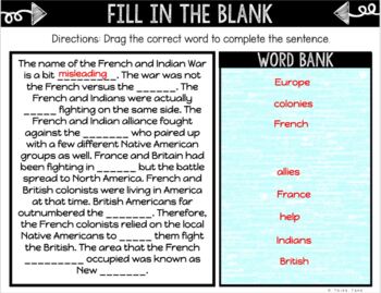 French and Indian War DIGITAL Interactive Notebook