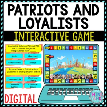 Patriots and Loyalists Review Game Board Digital Google Slides | 13 Colonies