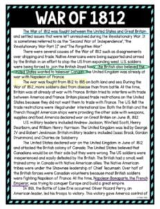 War of 1812 Color by Number, Reading Passage and Text Marking