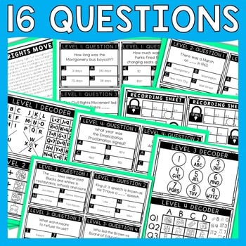 Civil Rights Movement Escape Room - Task Cards - Reading Comprehension ...